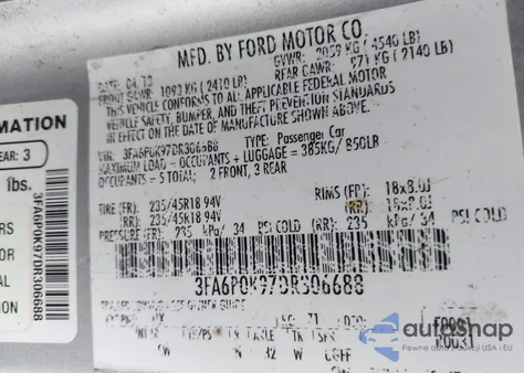 2013 Ford Fusion Titanium из США, поврежденный, VIN 3FA6P0K97DR306688